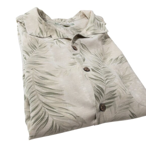 Tommy Bahama Beige Green Silk Tropical Print SZ XL Short Sleeve Button Down - Picture 12 of 12